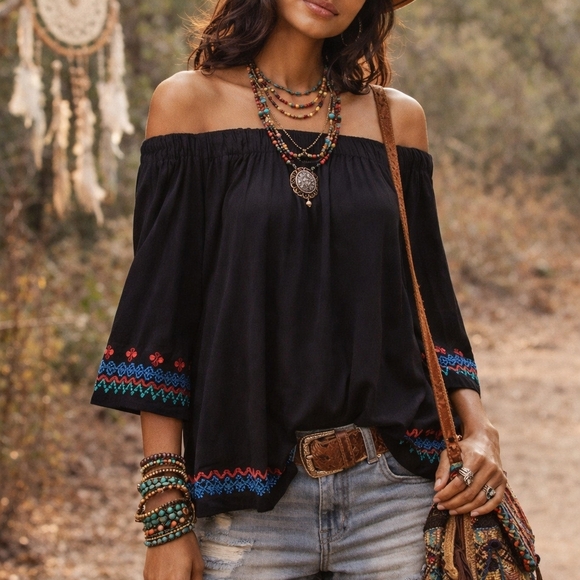 LOFT Tops - NWT LOFT | Off Shoulder Embroidered Top